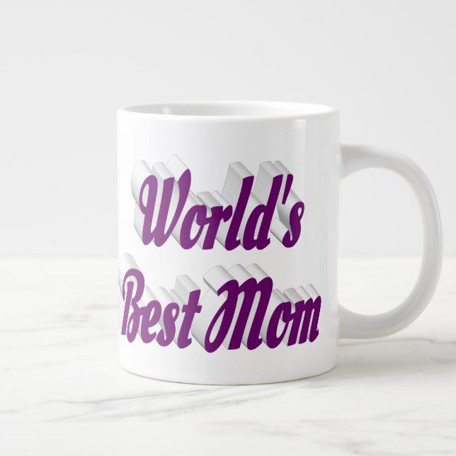Best Mom purple half text Large Coffee Mug (Right)
