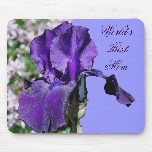 Best Mom Purple Iris Flower Photo Mousepad (Front)