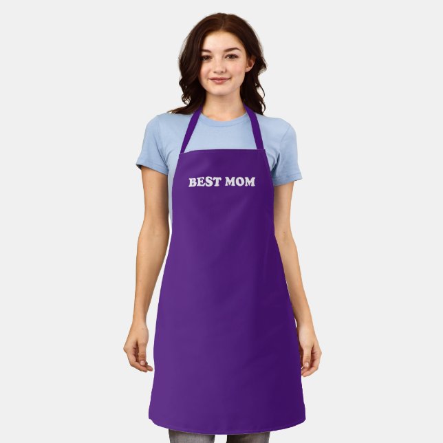 Best Mom purple modern typography elegant chic Apron (Worn)