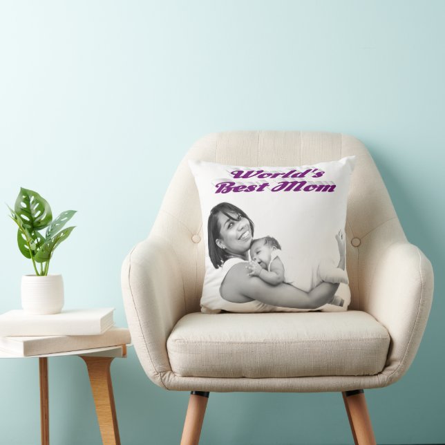Best Mom purple photo  Throw Pillow (Chair)