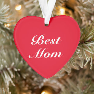 Best Mom red classic script elegant cute heart Ornament