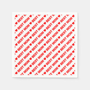 Best Mom Red on White Paper Napkin