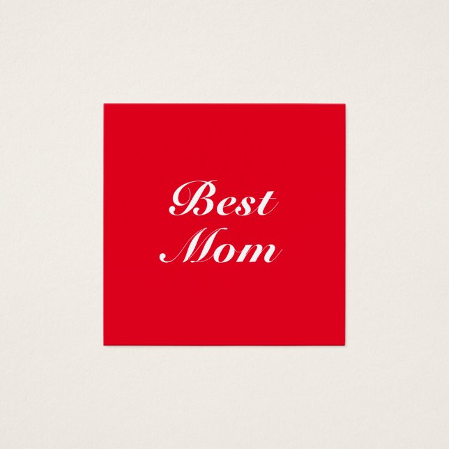Best Mom red white classic script elegant card (Front)