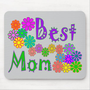 "Best MOM"  Retro Flowers Mother's Day Gifts Mouse Pad