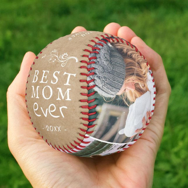 Best Mom Rustic Foliage 3 Custom Photos Mother Baseball (Creator Uploaded)