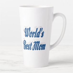 Best Mom sea blue text Latte Mug