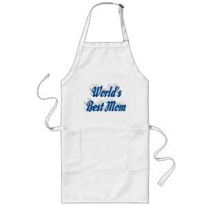 Best Mom sea blue text Long Apron