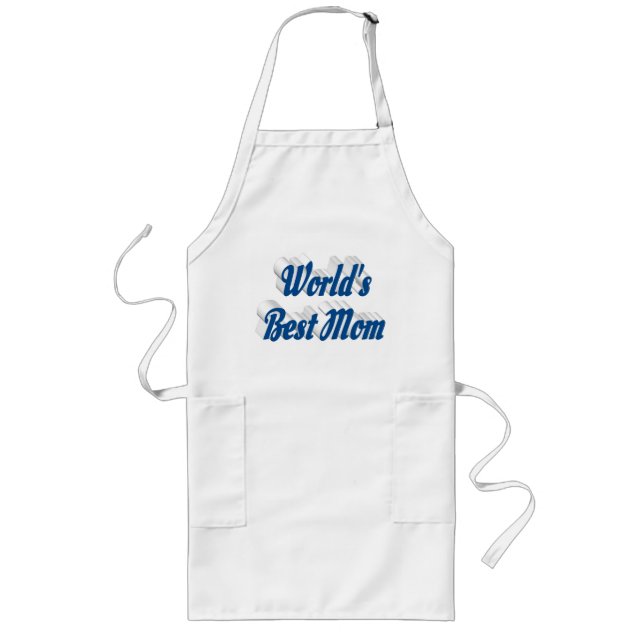 Best Mom sea blue text Long Apron (Front)