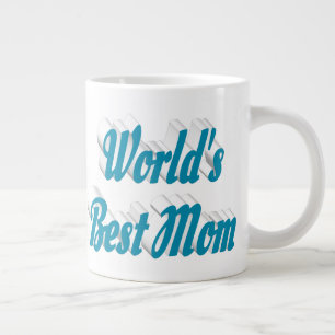 Best Mom sky blue half text Large Coffee Mug