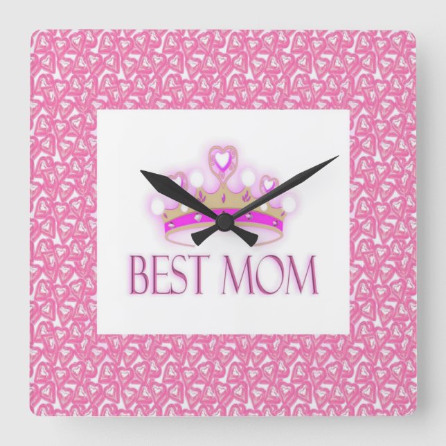 Best Mom Square Wall Clock (Front)