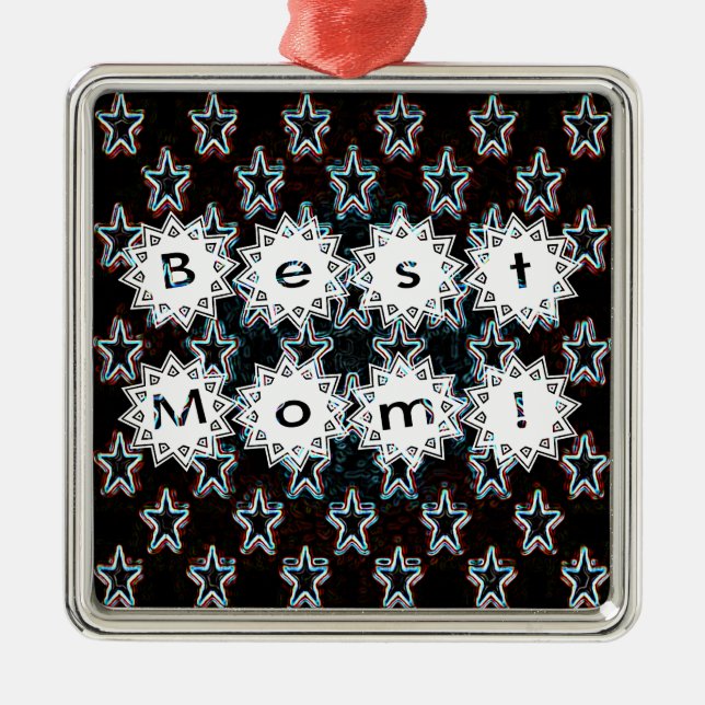 Best Mom Stars in Neon Ornament (Front)