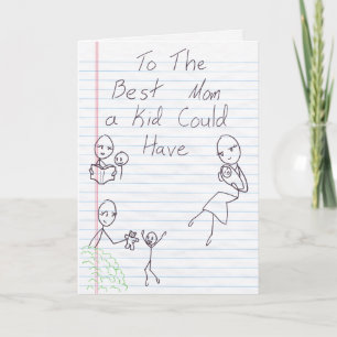 Best Mom Stick Figure Mother's Day Card