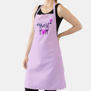 Best Mom, Violet Flowers, Pale Lavender Apron