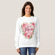 Best Mom Watercolor Floral Heart Design