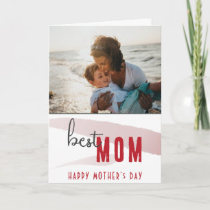 Best Mom Watercolor Mother`s Day Photo Card