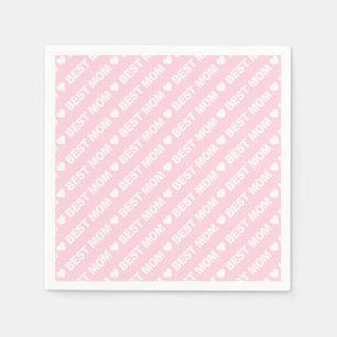 Best Mom White on Light Pink Paper Napkin