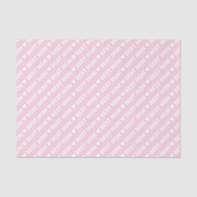 Best Mom White on Light Pink Tissue Paper (Front)