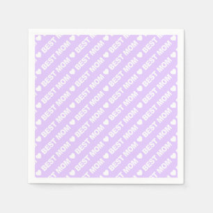 Best Mom White on Lilac Paper Napkin