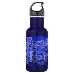 Best Mom with Blue Flower Background 532 Ml Water Bottle