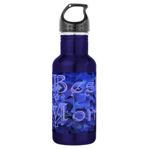 Best Mom with Blue Flower Background 532 Ml Water Bottle