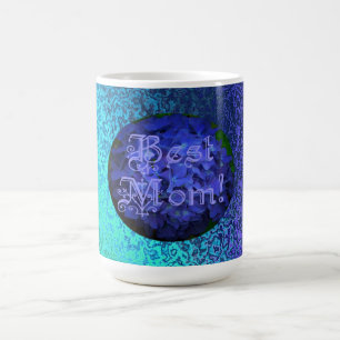 Best Mom with Blue Flower Background Coffee Mug