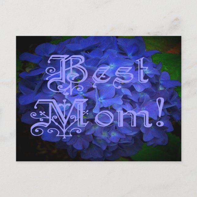 Best Mom with Blue Flower Background Postcard (Front)