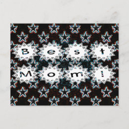 Best Mom with Neon Stars Postcard