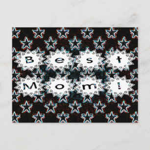 Best Mom with Neon Stars Postcard