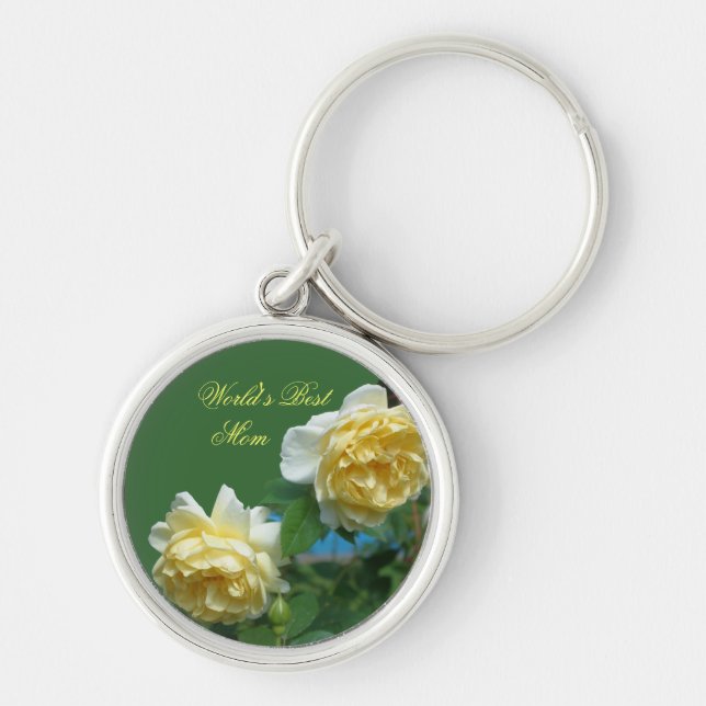 Best Mom Yellow Roses Flower Keychain (Front)