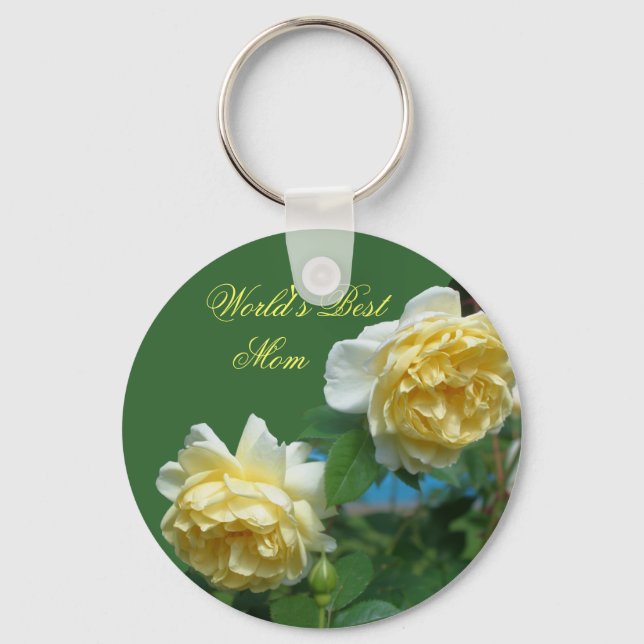 Best Mom Yellow Roses Flower Photo Keychain (Front)