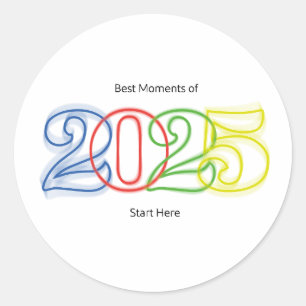 Best Moments of 2025 Start Here Classic Round Sticker
