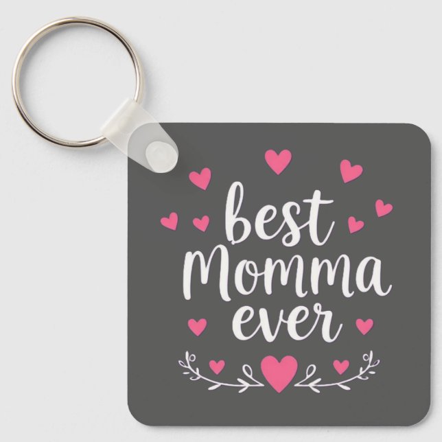 best momma ever grey keychain (Front)