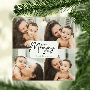 Best Mommy Ever 4 Photo Collage Personalized Ceramic Ornament