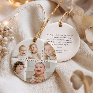 Best Mommy Ever 4 Photo Family Christmas Ceramic Ornament