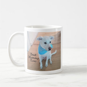 Best Mommy Ever Cute Puppy Dog Wearing Blue Scarf Coffee Mug