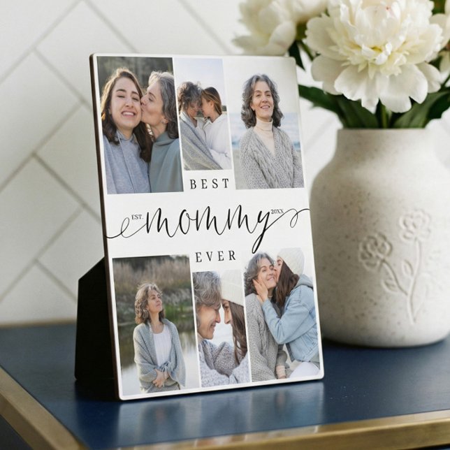 Best Mommy Ever Script 6 Photo Collage Keepsake Plaque (Best Mommy Ever Script Photo Collage Gift Keepsake Plaque)