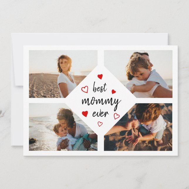 Best Mommy Ever Typography 4 Photos Mother's Day Card (Front)