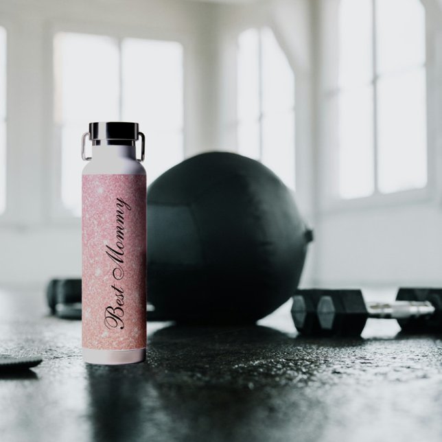 Best Mommy minimal stylish pink glittered  Water Bottle (Creator Uploaded)
