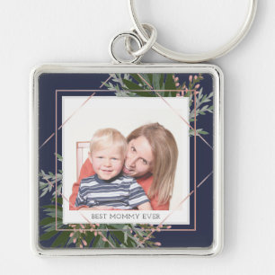 Best Mommy Mother's Day Floral Personalized Photo Keychain