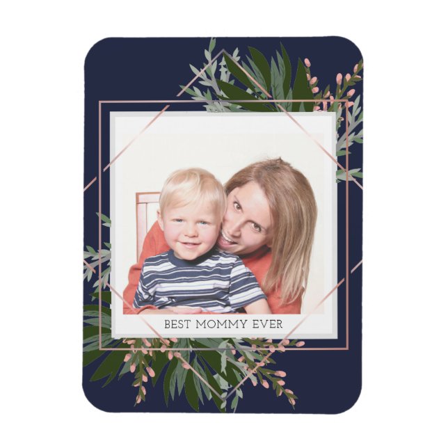 Best Mommy Mother's Day Floral Personalized Photo Magnet (Vertical)