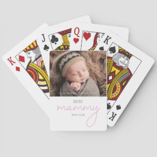 Best Mommy Since Year Photo Script Font Heart Playing Cards