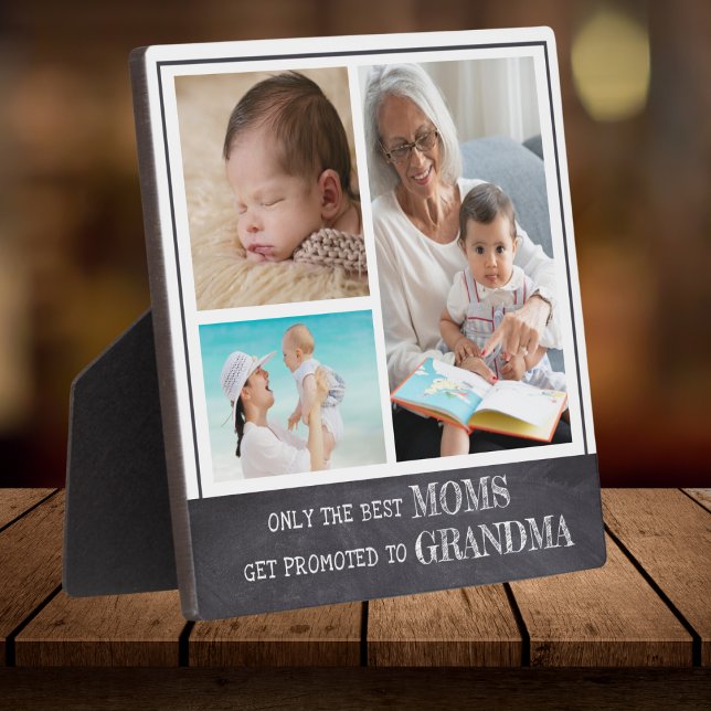 Best Moms Get Promoted To Grandma 3 Photo Collage Plaque (Creator Uploaded)