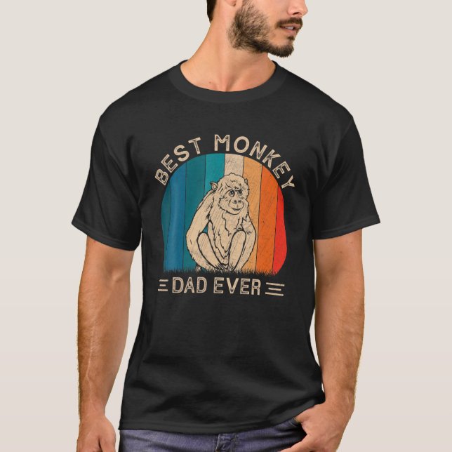 Best Monkey Dad Ever Retro Monkey Graphic Father's T-Shirt (Front)