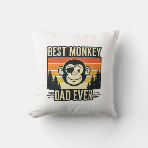 Best Monkey Dad Ever Vintage Monkey Father Shirt_1 Throw Pillow