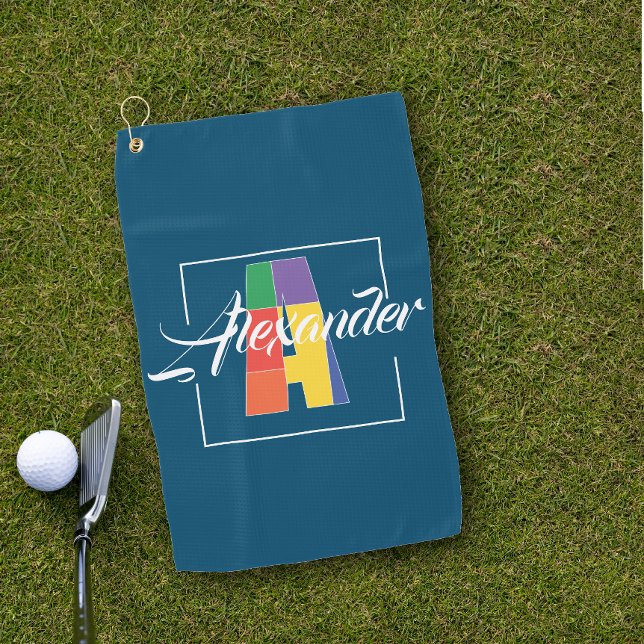 Best monogrammed initial coloured letter  A blue Golf Towel (Creator Uploaded)