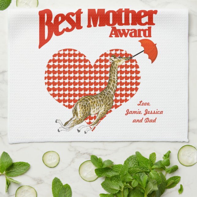 Best Mother Award Keepsake Kitchen Towel (Folded)