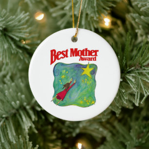 Best Mother Award Signed by her Family on Back Ceramic Ornament