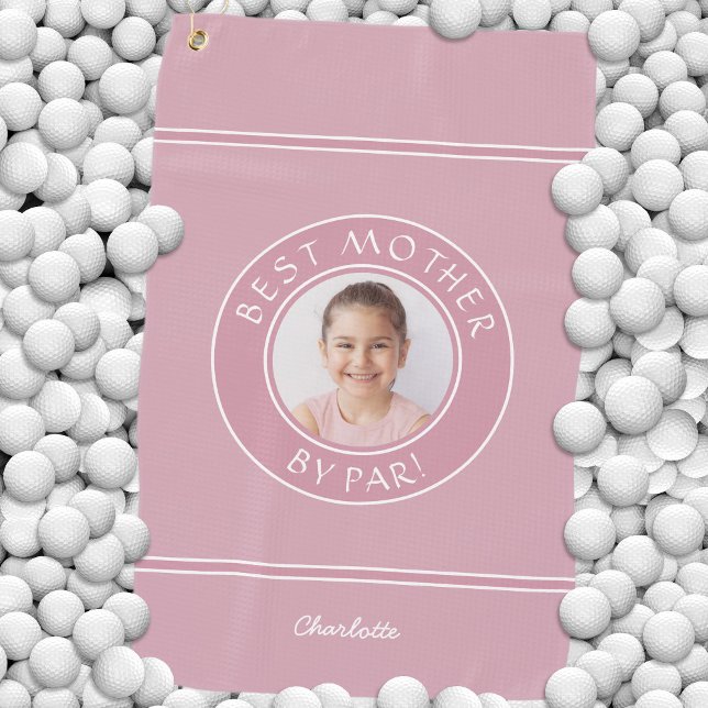 Best Mother By Par Photo Cute Sports Golfer Pink Golf Towel (Best Mother By Par Photo Cute Sports Golfer Pink Golf Towel)