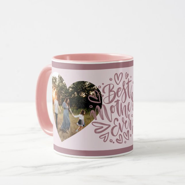 Best Mother Eva Happy Mother's Day Two Heart Photo Mug (Front Left)