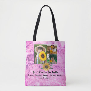 Best Mother Ever 3 Photo Pink Collage Amethyst Tote Bag
